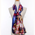 Fashion women floral print 100% silk satin scarf